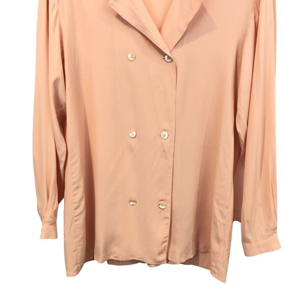 Emporio Armani Silk Blend Double Breasted Button Front Long Sleeve Blouse 40 - Picture 8 of 12